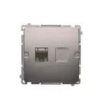 Simon Basic WMUK-0630xx-J011 Gniazdo komputerowe RJ45, kategoria 6, pojedyncze ekranowane z przesłoną przeciwkurzową (moduł). Montaż na łapki lub wkręty; stal inox