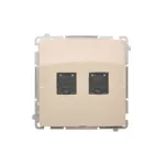 Simon Basic WMUK-0620xx-9011 Gniazdo komputerowe RJ45, kategoria 6, podwójne z przesłoną przeciwkurzową (moduł). Montaż na łapki lub wkręty; beż