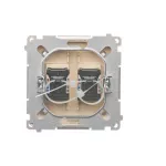 Simon Basic WMUK-0620xx-9011 Gniazdo komputerowe RJ45, kategoria 6, podwójne z przesłoną przeciwkurzową (moduł). Montaż na łapki lub wkręty; beż