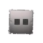 Simon Basic WMUK-0620xx-J011 Gniazdo komputerowe RJ45, kategoria 6, podwójne z przesłoną przeciwkurzową (moduł). Montaż na łapki lub wkręty; stal inox