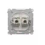 Simon Basic WMUK-0640xx-1011 Gniazdo komputerowe RJ45, kategoria 6, podwójne ekranowane z przesłoną przeciwkurzową (moduł). Montaż na łapki lub wkręty; biały
