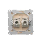 Simon Basic WMUK-0640xx-9011 Gniazdo komputerowe RJ45, kategoria 6, podwójne ekranowane z przesłoną przeciwkurzową (moduł). Montaż na łapki lub wkręty; beż