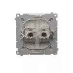 Simon Basic WMUK-0640xx-J011 Gniazdo komputerowe RJ45, kategoria 6, podwójne ekranowane z przesłoną przeciwkurzową (moduł). Montaż na łapki lub wkręty; stal inox