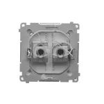 Simon Basic WMUK-0640xx-H011 Gniazdo komputerowe RJ45, kategoria 6, podwójne ekranowane z przesłoną przeciwkurzową (moduł). Montaż na łapki lub wkręty; satynowy