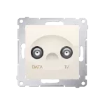 Simon 54 WMDA-07xxxx-041 Gniazdo TV-DATA. Dwa porty wyjściowe typu "F" (moduł). Częstotliwość dla wejścia 5-1000 MHz; kremowy