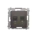 Simon 54 WMDK-0600xx-046 Gniazdo komputerowe RJ45 kategoria 5e + telefoniczne RJ12 (moduł); brąz mat