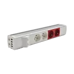 Simon 480 TS48-130E220K0-30 Listwa standardowa 2 gn. typ E; 2 gn. UPS i płytka 2xRJ45 keystone; złącze śrubowe; aluminium-biały