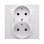 Simon 10 WC-GZ2YZxxxxx-11xx Gniazdo wtyczkowe z uziemieniem podwójne, z funkcją niezmienności faz, z przesłonami, 16A, 250V~, zaciski śrubowe. Kompletne - nie do ramek; biały