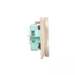 Simon Basic WMBW-102102-9011 Gniazdo wtyczkowe z uziemieniem podwójne, z funkcją niezmienności faz, z przesłonami, 16A, 250V~, zaciski śrubowe. Kompletne - nie do ramek; beż