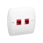 Simon Akord WMAK-4520xx-1013 Gniazdo komputerowe RJ45 podwójne, kategoria 5e. Montaż do puszki na wkręty; biały
