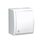 Simon Aquarius WMQL-381xxx-1011 Przycisk światło bryzgoszczelny IP54 z podświetleniem, 10AX, 250V~, zaciski śrubowe; biały