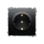 Simon Basic WMUW-02111x-Y011 Gniazdo wtyczkowe z uziemieniem Schuko (moduł) z przesłonami torów prądowych,16A, 250V~, zaciski śrubowe; czarny
