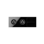 Simon 100 W100-10020322x-138 Panel 3-krotny: 2 gniazda + 2 klawisze; czarny