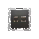 Simon 54 WMDK-0640xx-049 Gniazdo komputerowe podwójne RJ45 kategoria 6 ekranowane z przesłoną przeciwkurzową (moduł); czarny