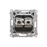 Simon 54 WMDK-0640xx-049 Gniazdo komputerowe podwójne RJ45 kategoria 6 ekranowane z przesłoną przeciwkurzową (moduł); czarny