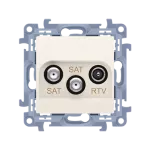 Simon 10 WC-ASK2xxx-01-41xx Gniazdo antenowe satelitarne podwójne SAT -SAT -RTV (moduł), 1x wejście: 5 MHz-2,4 GHz; kremowy