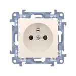 Simon 10 WC-GZ1Zxxx-01-41xx Gniazdo wtyczkowe z uziemieniem pojedyncze z przesłonami torów prądowych (moduł) 16A, 250V~, zaciski śrubowe; kremowy