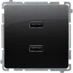 Simon Basic WB-MC2USBx-01-Y1Bx Ładowarka 2 x USB (moduł), 2.1 A, 5V DC, 230V; czarny