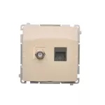 Simon Basic WMUA-0510xx-9011 Gniazdo antenowe typu "F" + RJ45 kat.6 (moduł); beż
