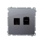 Simon Basic WMUH-01xxx1-J011 Gniazdo HDMI + RJ45 kat.6. (moduł); stal inox