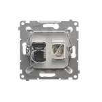 Simon 54 WMDA-0510xx-011 Gniazdo antenowe typu "F" + RJ45 kat.6 (moduł); biały