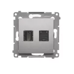 Simon 54 WMDH-01xxx1-043 Gniazdo HDMI + RJ45 kat.6. (moduł); srebrny mat