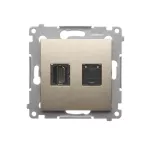 Simon 54 WMDH-01xxx1-044 Gniazdo HDMI + RJ45 kat.6. (moduł); złoty mat