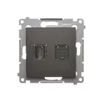 Simon 54 WMDH-01xxx1-046 Gniazdo HDMI + RJ45 kat.6. (moduł); brąz mat