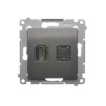 Simon 54 WMDH-01xxx1-048 Gniazdo HDMI + RJ45 kat.6. (moduł); antracyt