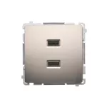 Simon Basic WB-MC2USBx-01-29Bx Ładowarka 2 x USB (moduł), 2.1 A, 5V DC, 230V; satynowy