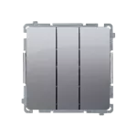 Simon Basic WMUL-020xx2-J011 Łącznik potrójny z podświetleniem LED (moduł) 10AX, 250V~, szybkozłącza; stal inox