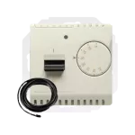 Simon Basic WMUR-011xxx-9011 Regulator temperatury z czujnikiem zewnętrznym, 16A, 230V~. Montaż gniazda na wkręty do puszki; beż