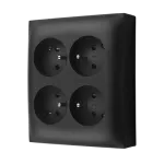 Simon Aquaclick WA-CGZN4xx-xx-49xx Gniazdo wtyczkowe natynkowe, 4-krotne z uziemieniem, IP20, 16A, 250V~, zaciski śrubowe; czarny