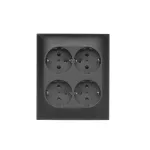 Simon Aquaclick WA-CGSZN4Z-xx-49xx Gniazdo wtyczkowe natynkowe, Schuko, 4-krotne, z przesłonami torów prądowych, IP20, 16A, 250V~, zaciski śrubowe; czarny