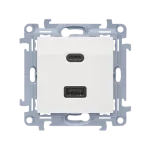 Simon 10 WC-EC2CAXXX-01-11x Ładowarka 2xUSB C+A (moduł), Σ3.1 A QUICK CHARGE, 5V DC, 230V; biały Koniec produkcji zamiennik: CEC2CAQ.01/11