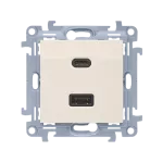 Simon 10 WC-EC2CAXXX-01-41x Ładowarka 2xUSB C+A (moduł), Σ3.1 A QUICK CHARGE, 5V DC, 230V; kremowy Koniec produkcji zamiennik: CEC2CAQ.01/41