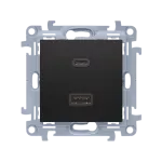 Simon 10 WC-EC2CAXXX-01-49x Ładowarka 2xUSB C+A (moduł), Σ3.1 A QUICK CHARGE, 5V DC, 230V; czarny Koniec produkcji zamiennik: CEC2CAQ.01/49