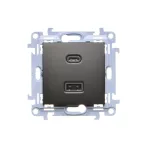 Simon 10 WC-EC2CAXXX-01-49x Ładowarka 2xUSB C+A (moduł), Σ3.1 A QUICK CHARGE, 5V DC, 230V; czarny Koniec produkcji zamiennik: CEC2CAQ.01/49