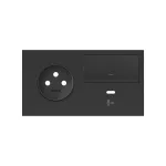 Simon 100 W100-10020261X-238 Panel 2-krotny: 1 gniazdo + 1 ściemniacz + 1 ładowarka USB C (prawa strona); czarny mat
