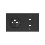 Simon 100 W100-10020263X-238 Panel 2-krotny: 1 gniazdo + 2x1 ładowarka USB C; czarny mat