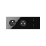 Simon 100 W100-10020337X-138 Panel 3-krotny: 2 gniazda + 2x1 ładowarka USB C; czarny