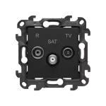 Simon 24 WS24P-2430467-098 Gniazdo antenowe R-TV-SAT przelotowe (moduł), 1x wejście: 5 MHz-2,4 GHz; czarny mat