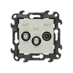 Simon 24 WS24P-2430468-087 Gniazdo antenowe satelitarne podwójne SAT-SAT-RTV (moduł). 2x Wejście: 5 MHz÷2,4 GHz; kaszmirowy
