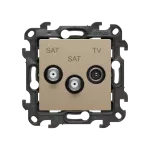 Simon 24 WS24P-2430468-034 Gniazdo antenowe satelitarne podwójne SAT-SAT-RTV (moduł). 2x Wejście: 5 MHz÷2,4 GHz; szampański mat