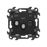 Simon 24 WS24P-2430468-098 Gniazdo antenowe satelitarne podwójne SAT-SAT-RTV (moduł). 2x Wejście: 5 MHz÷2,4 GHz; czarny mat