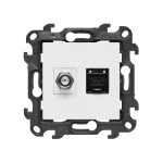 Simon 24 WS24P-2430476-030 Gniazdo antenowe typu „F” + RJ45 kat.6 (moduł); biały