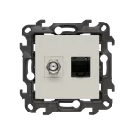 Simon 24 WS24P-2430476-087 Gniazdo antenowe typu „F” + RJ45 kat.6 (moduł); kaszmirowy