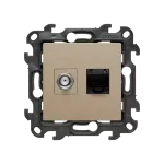 Simon 24 WS24P-2430476-034 Gniazdo antenowe typu „F” + RJ45 kat.6 (moduł); szampański mat