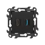 Simon 24 WS24P-2430095-098 Gniazdo HDMI ver. 2.1 + USB A 3.0 (moduł); czarny mat