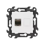 Simon 24 WS24P-2430599-030 Gniazdo komputerowe pojedyncze RJ45 kategoria 6, ekranowane z przesłoną przeciwkurzową (moduł); biały